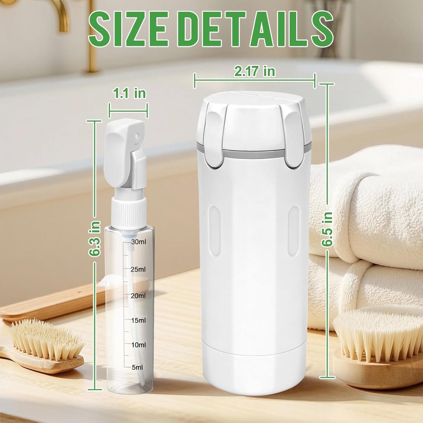 4 in 1 Travel Dispenser,4 Pack 30ML Travel Bottles for Toiletries,Refillable, Leak Proof and Portable,Suitable for Storing Shampoo, Shower Gel, Laundry Detergent, Suitable for Travel, Camping (White)