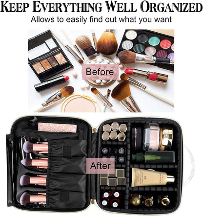 Travel Makeup Bag with Adjustable Dividers