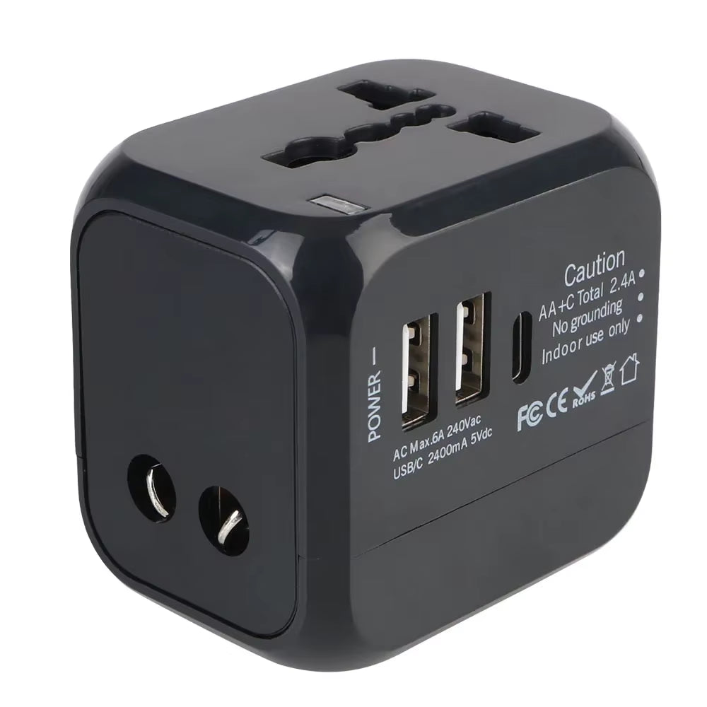 All-in-One Universal Travel Adapter with USB-C & Dual USB Ports