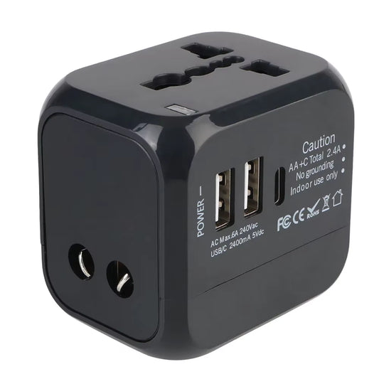 All-in-One Universal Travel Adapter with USB-C & Dual USB Ports