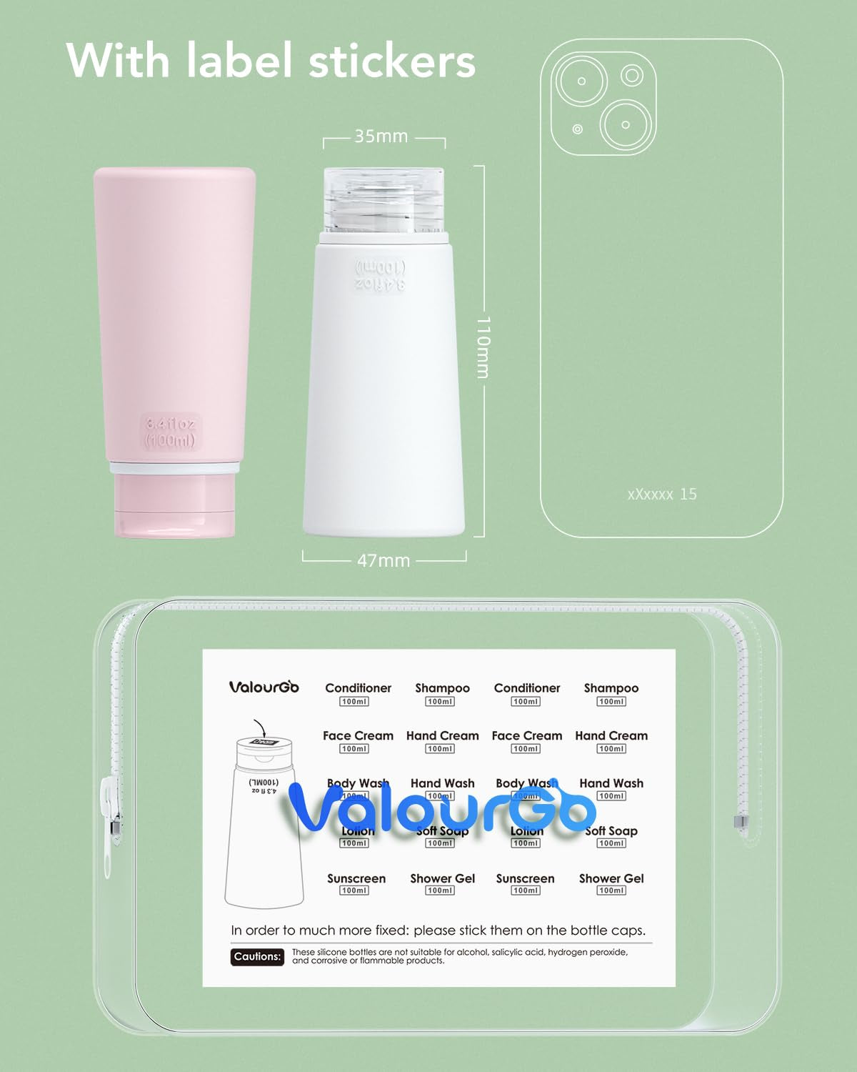 4-Pack 100ml Leakproof Travel Bottles