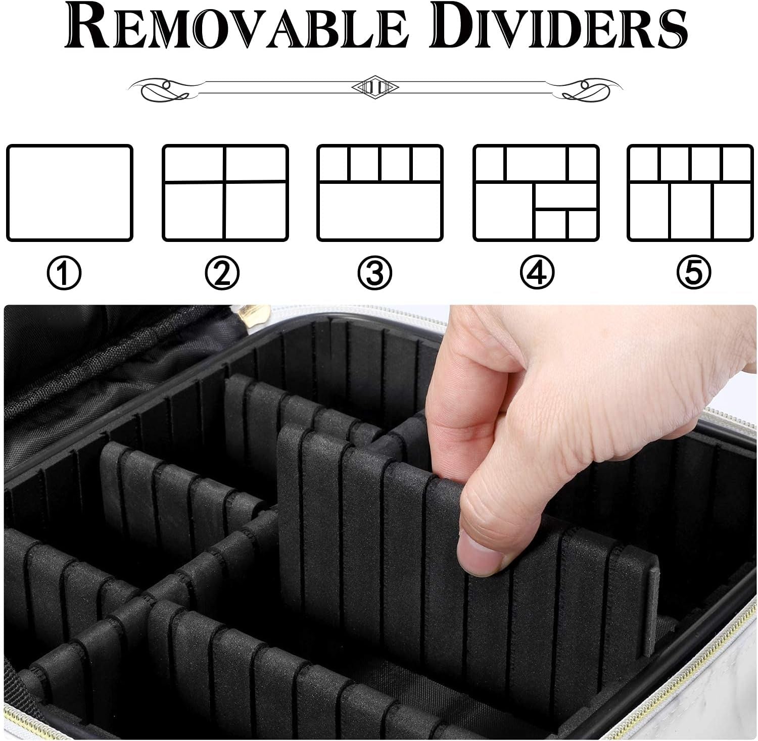 Travel Makeup Bag with Adjustable Dividers