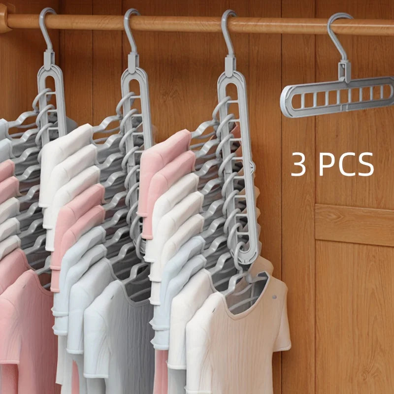 3-Pack 9-Hole Space-Saving Hangers