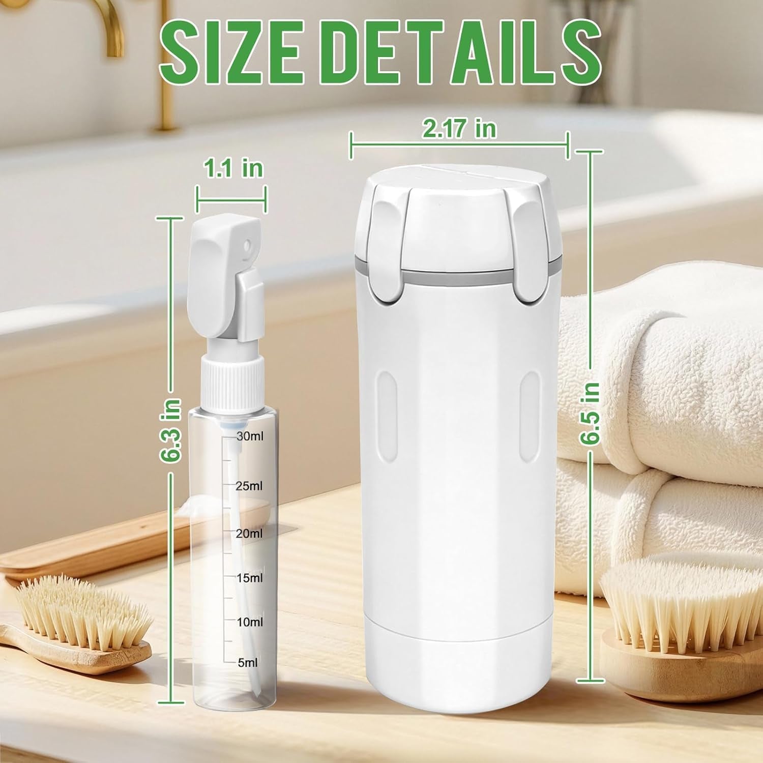 4 in 1 Travel Dispenser,4 Pack 30ML Travel Bottles for Toiletries,Refillable, Leak Proof and Portable,Suitable for Storing Shampoo, Shower Gel, Laundry Detergent, Suitable for Travel, Camping (White)