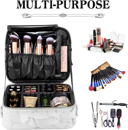 Travel Makeup Bag with Adjustable Dividers