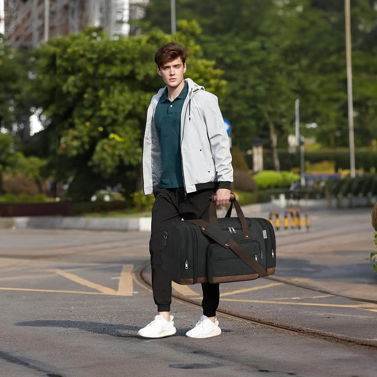 50L Expandable Canvas Duffle Bag