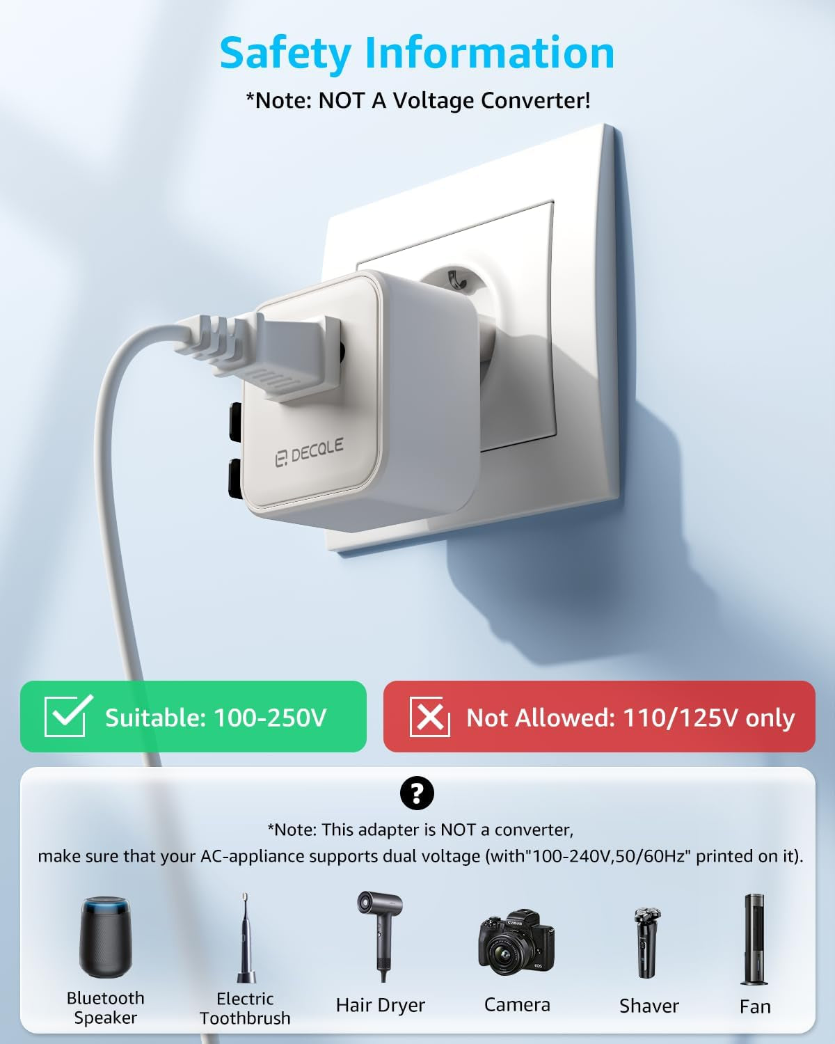 Universal Travel Adapter - 2500W International Plug Adapter