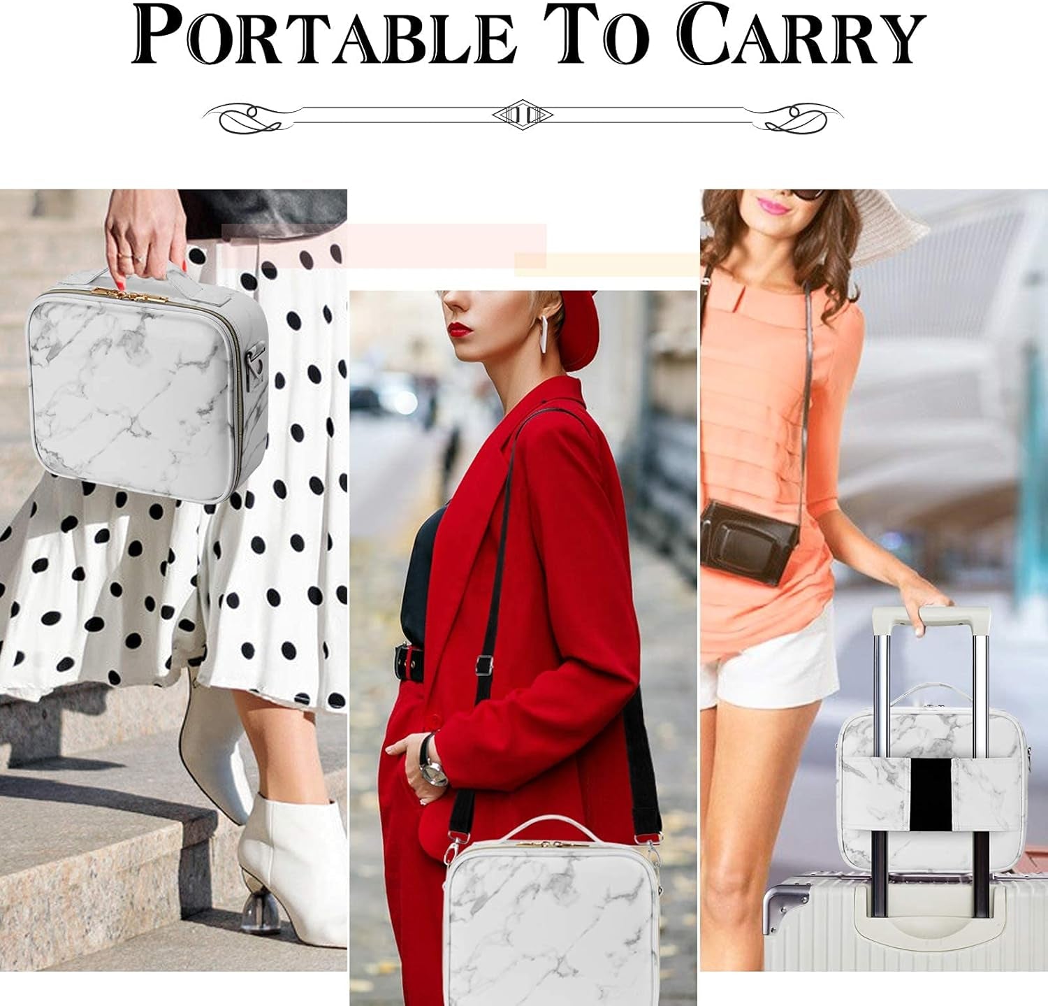 Travel Makeup Bag with Adjustable Dividers